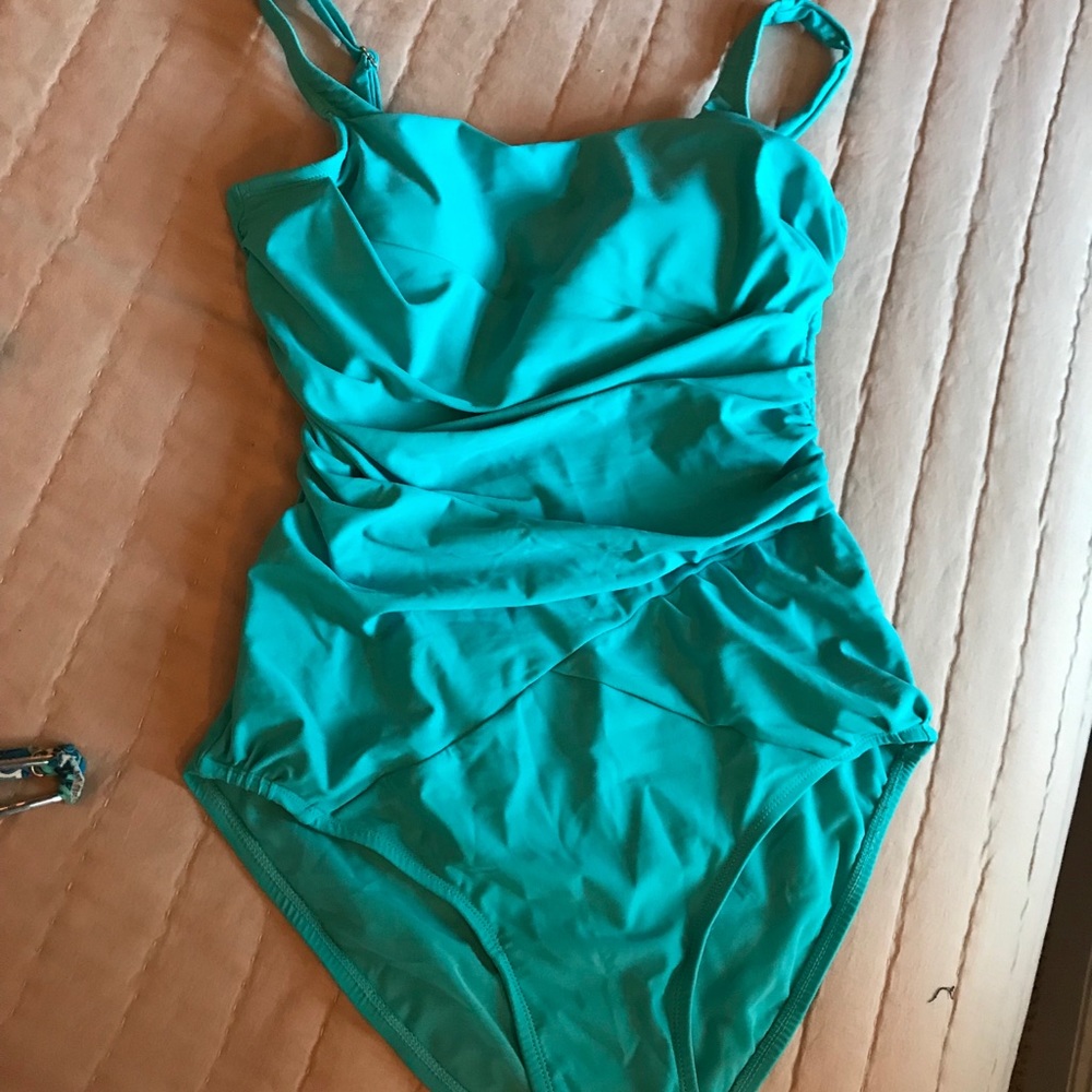 Turquoise Spanx swimsuit